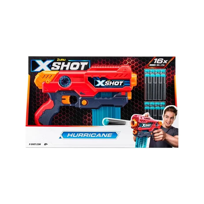 Скорострельный бластер X-Shot Red Excel Hurricane 16 патронов (36440R)