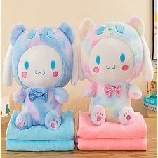 Мягкая игрушка M 18275 (50) 2 вида, герой, высота 43см, сидячая, бантик, плед: 175х105 см