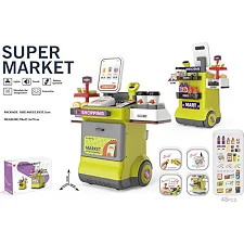 Супермаркет 668-126 (12) 48 элементов, звук, подсветка, сканер, продукты, купюры, монеты, на батарейках, в коробке