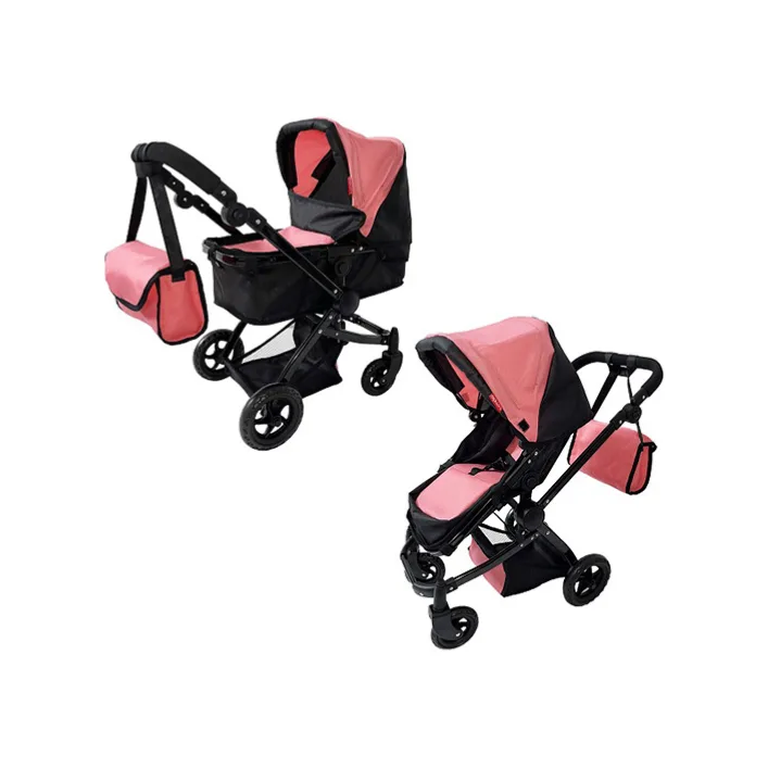 Тележка для куклы 2в1 CARRELLO MAESTRO 9651B PEACH PINK с сумкой металлический корпус 45*14,5*38 (Дев7754)