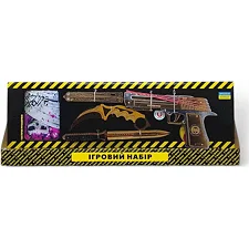Игровой набор "BIG BOX Gold 1", деревянный - резинкострел, ножи, перчатки, брелок