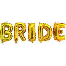 Фольгированная надпись "BRIDE" (5 букв 40") золотая (Дер4243)