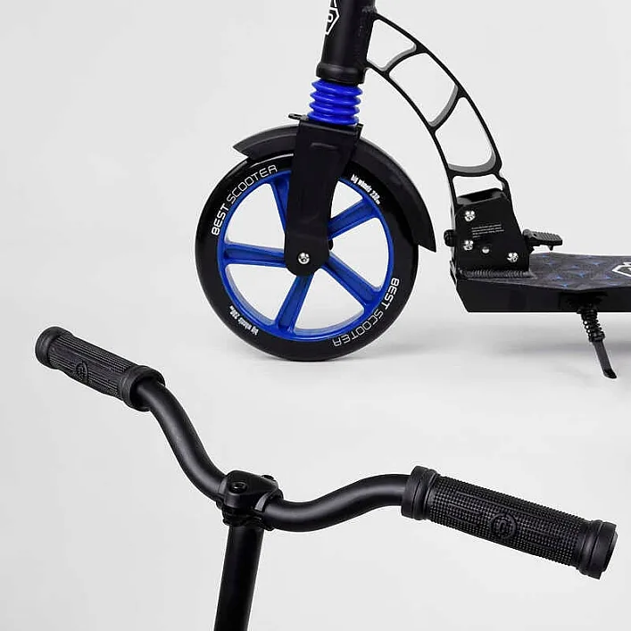 Самокат двухколесный "Best Scooter" 81246 (2) колеса PU, d переднего колеса - 230мм, d заднего колеса - 180мм, 1 амортизатор передний, в коробке