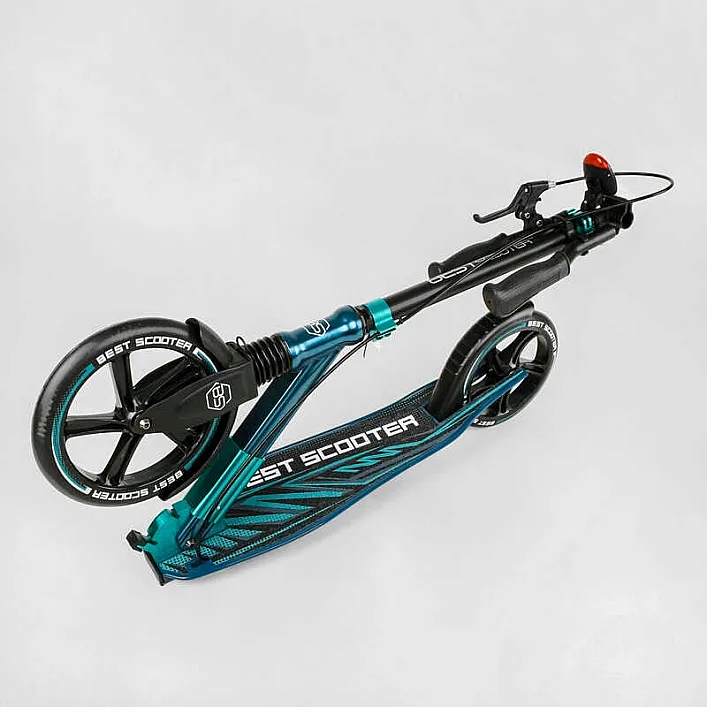 Самокат алюминиевый "Best Scooter" 43685 (2) колеса PU, ФАРА, зажим руля, d передних колес - 230мм, d задних колес 200мм, 1 амортизатор передний