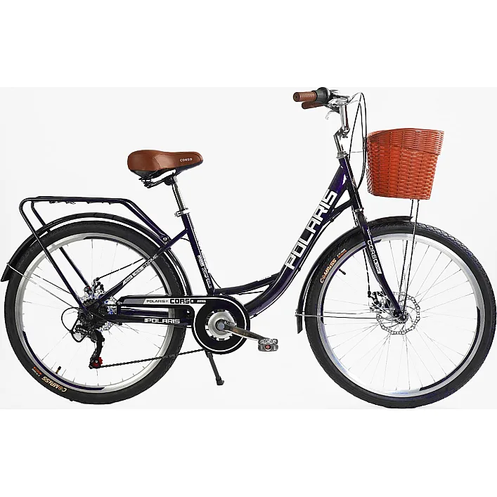 Велосипед городской Corso «Polaris» 26'' PS-36620 + КОРЗИНА