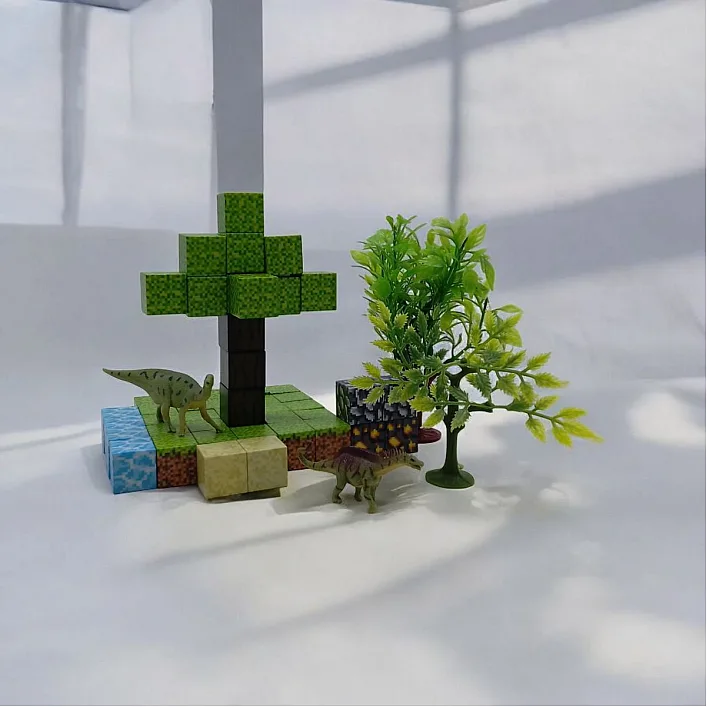 Конструктор магнитный "Minecraft", с динозаврами, 52 детали