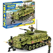 Конструктор IBLOCK PL-921-486 Армия, БMП-64, 867 дет.3 фигурки., в коробке р. 63,5*9*42,5 см (Кон1486)
