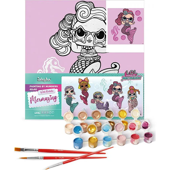 Набор для росписи по номерам для детей "L.O.L. Surprise! Mermaids Waves" 40х40 см. KHO6266 (Нас5268)