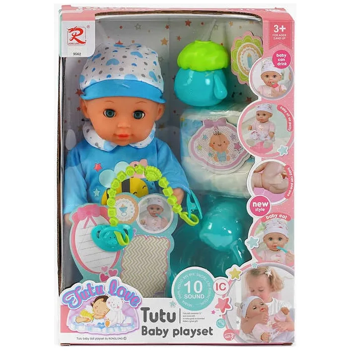 Пупс 9562 (24) "Tutu Baby playset", музичний чіп, характерні звуки та фрази, заплющує очі, аксесуари, в коробці