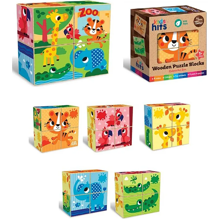 Кубики деревʼяні "Colourful Zoo" (4 шт)