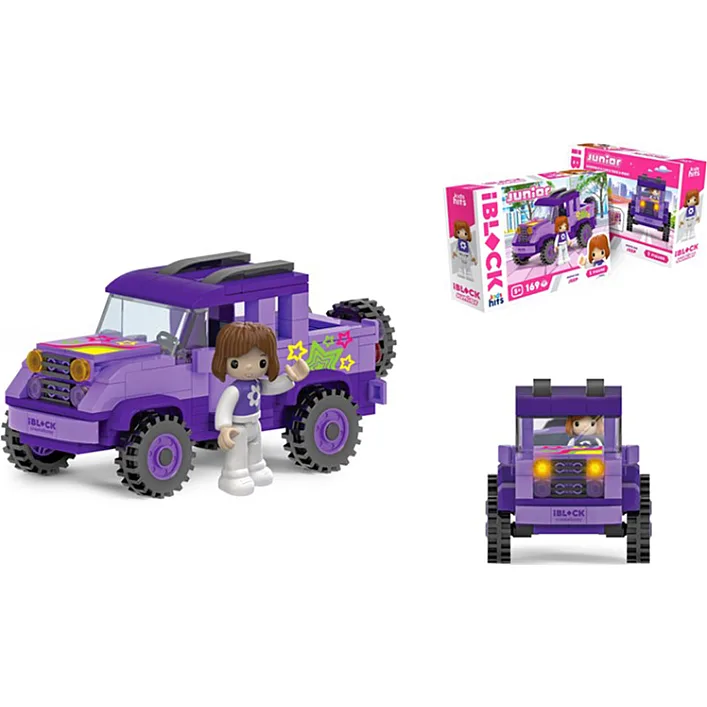 Конструктор Kids hits IBLOCK JUNIOR KH08/002/3, Девочки, Двигайся на джипе,189 дет,компл. фигур, инстр., наклейки, короб. 24*16*6 (Кон9817)