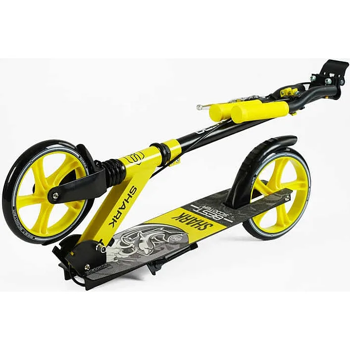 Самокат двухколесный "Best Scooter" SH-10865(4) "SHARK", с ручным тормозом, зажим руля, колеса PU - 20 см, 1 амортизатор, в коробке