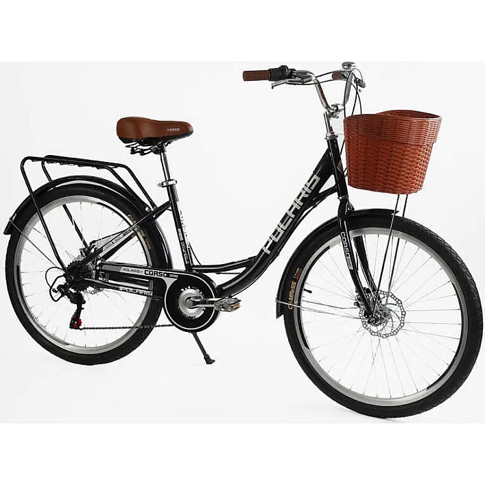 Велосипед городской Corso «Polaris» 26'' PS-36620 + КОРЗИНА