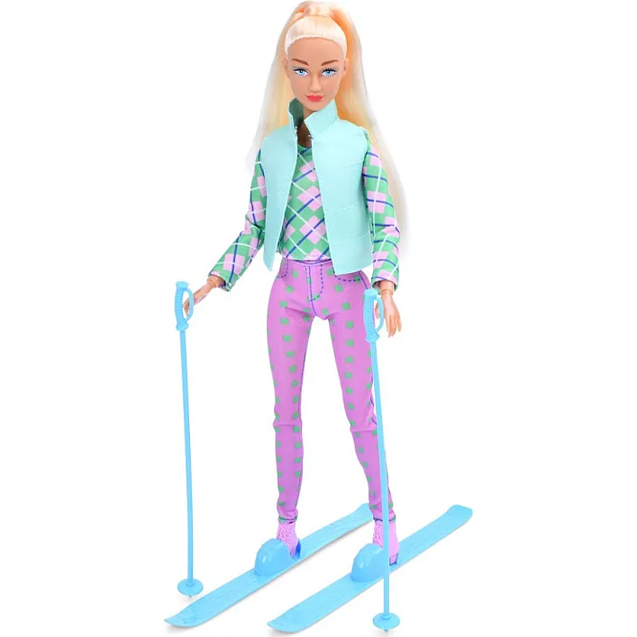 Детская кукла "Лыжница" 8520(Turquoise) бирюзовый, шарнирная 29 см