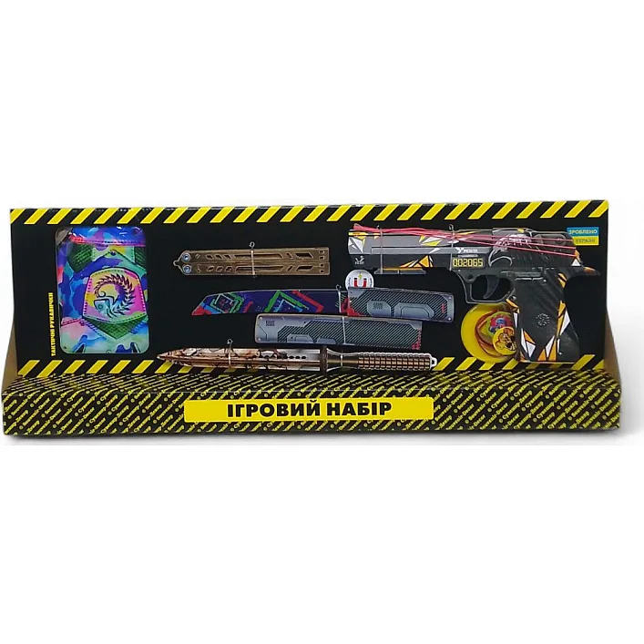 Игровой набор "BIG BOX Predator", деревянный - резинкострел, ножи, перчатки, брелок