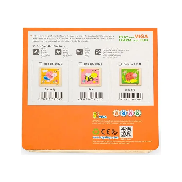 Деревянный мини-пазл Viga Toys Божья коровка, 4 эл. (50140)