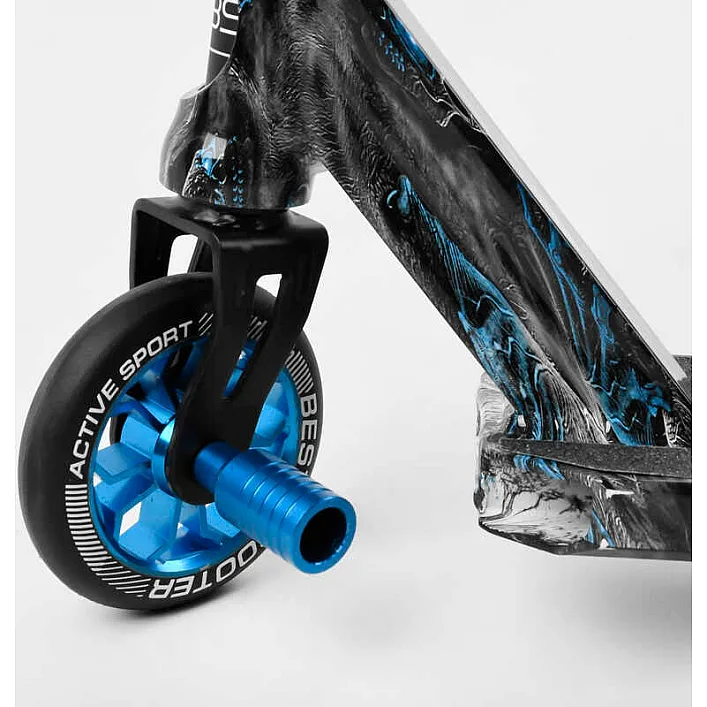 Самокат трюковый Best Scooter BS-77566 (4) HIC-система, ПЕГИ, алюминиевый диск и дека с ПРИНТОМ, колёса PU, d=110мм, ширина руля - 60 см, в коробке
