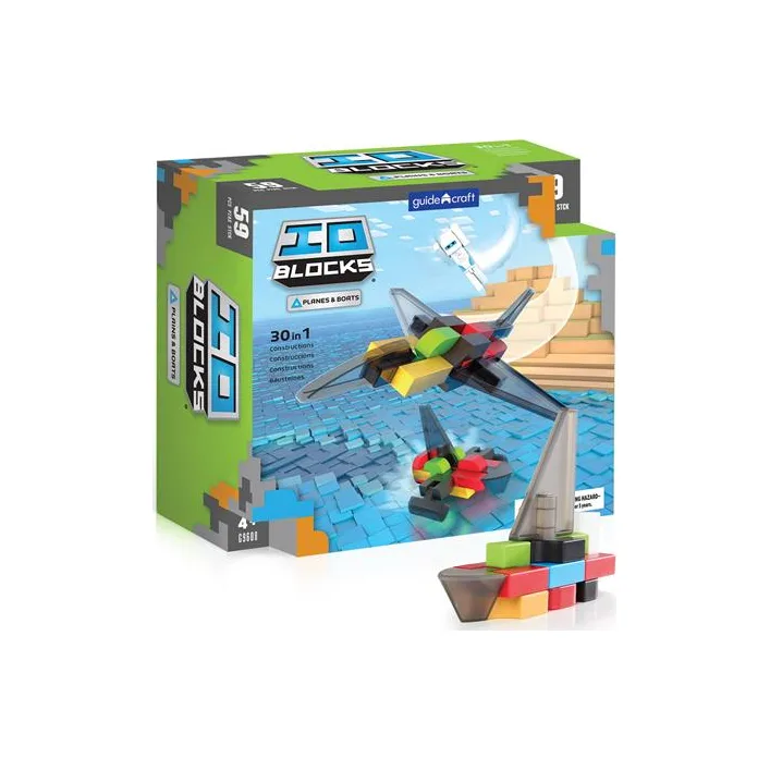 Конструктор Guidecraft IO Blocks Самолеты и корабли с дополненной 3d реальностью, 59 деталей (G9608)