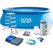 Бассейн INTEX наливной. лестница, тент, подст., фил.-насос 3785л/ч, 26166 г.457х107см, 12430л (Рез7852)