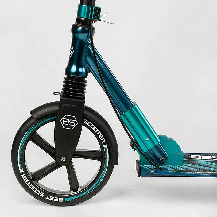 Самокат алюминиевый "Best Scooter" 43685 (2) колеса PU, ФАРА, зажим руля, d передних колес - 230мм, d задних колес 200мм, 1 амортизатор передний