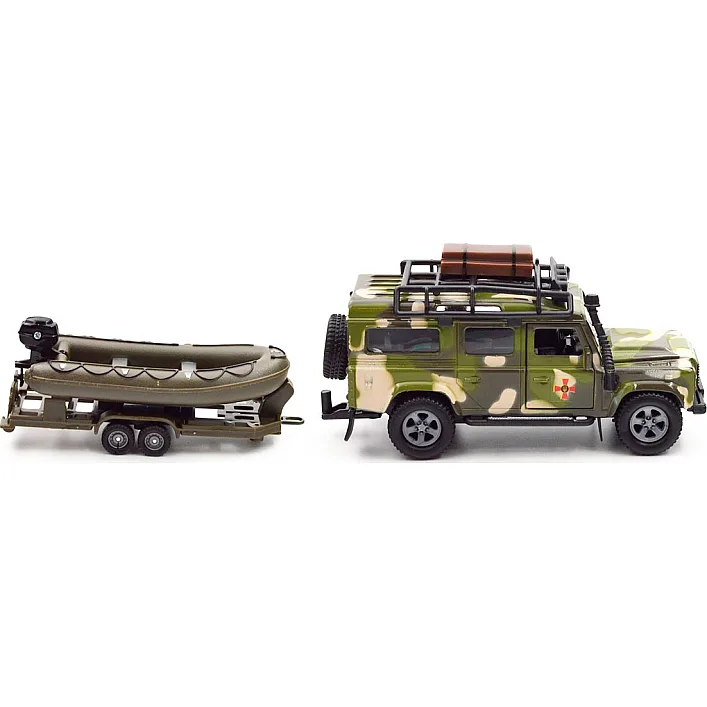 Игровой набор – LAND ROVER DEFENDER МИЛИТАРИ (с лодкой) 520191.270 TechnoDrive (Маш1986)