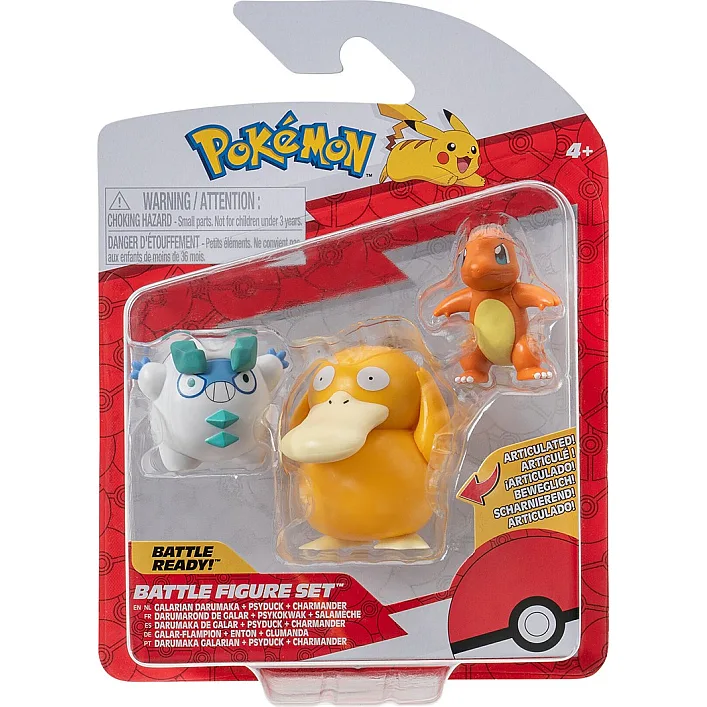 Набор игровых фигурок Pokemon W19 - Чармандер, Галарский Дарумака, Псайдак