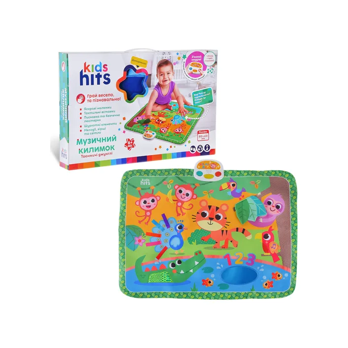 Коврик музыкальный Kids Hits KH05/003 "Таинственные джунгли", батарь, муз. свет, тактильные элементы, зеркало, короб.48*31*6см (Нем0591)