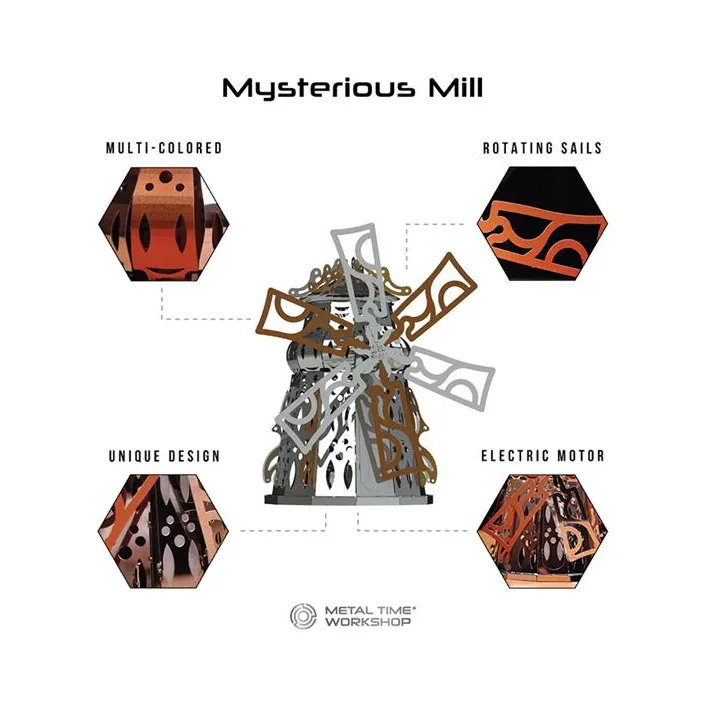 Коллекционная модель-конструктор Metal Time Mysterious Mill Мельница электронная двухцветная (MT054)