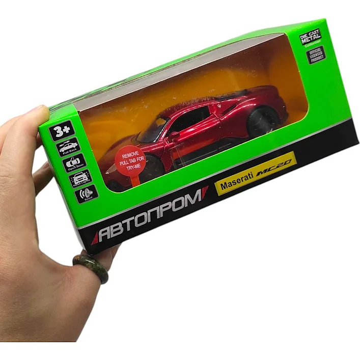 Машинка металева "АВТОПРОМ, 1:33 Maserati MC20" (ЧЕРВОНА) коробка - 18х8х9 см