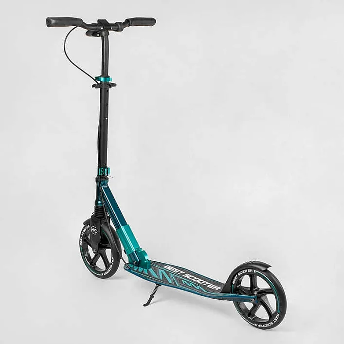 Самокат алюминиевый "Best Scooter" 43685 (2) колеса PU, ФАРА, зажим руля, d передних колес - 230мм, d задних колес 200мм, 1 амортизатор передний