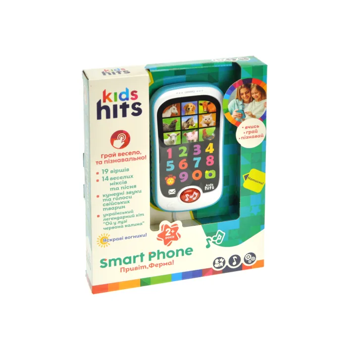 Телефон музичний розвиваючий Kids Hits KH03/001 2 кольори мікс, батарейки в комплекті, коробка 13*5*18.5 см (Муз8318)