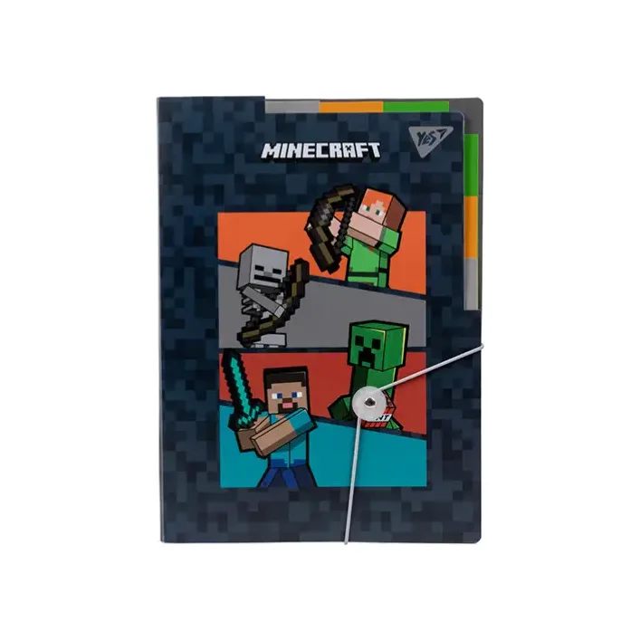 Папка YES А4 с 3 разделителями на резинке "Minecraft" 492112 (Кнц4763)