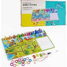 Логическая деревянная доска "Чудо-логика" 47699 №3 "Динозавры"(24) "WToys" магнитная рыбалка,пальчиковый лабиринт, доска для рисования, в коробке