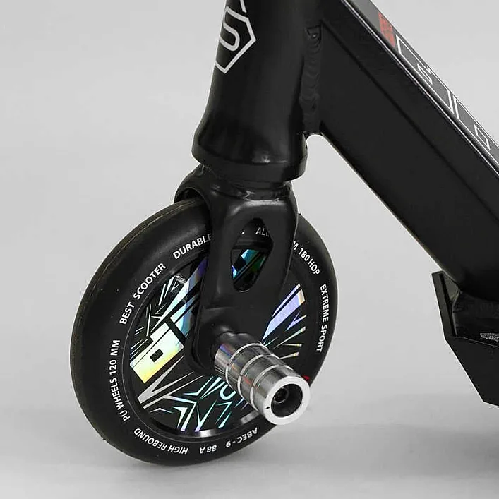 Самокат трюковый N- 16180 "Best Scooter" (2) "HOP", HIC-система, ПЕГИ, алюминиевый диск и дека, колёса PU, d=120мм, ширина руля 58 см