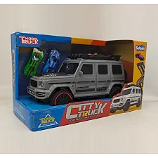 Джип музыкальный S 977-121 Штрих = 10619 (36/2) СЕРЫЙ, звук, свет, инерция, машинки в комплекте, в коробке