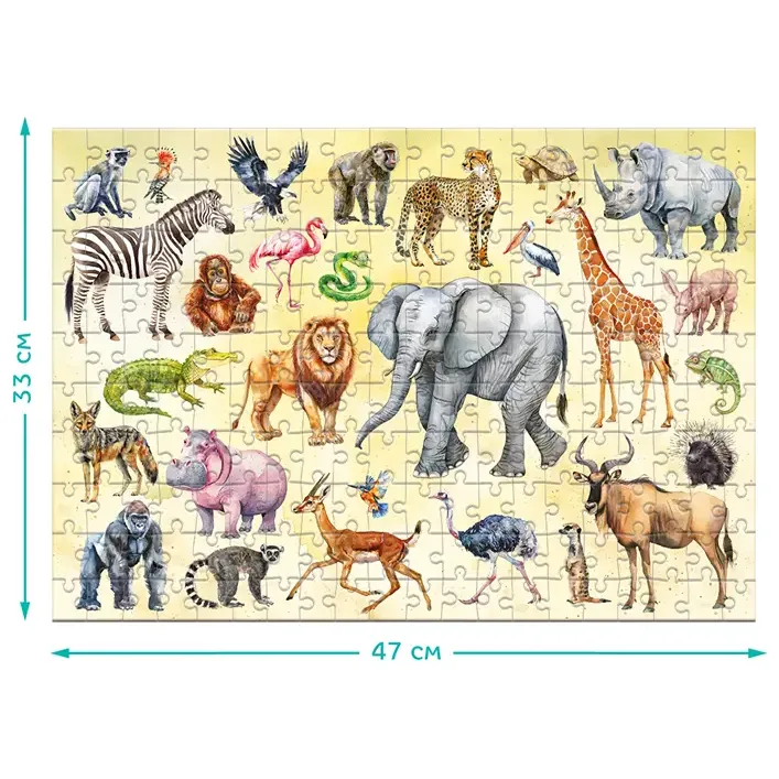 Пазл Монтессори - 200 элм.- "Животные Сафари" 300628 DoDo (Паз6594)