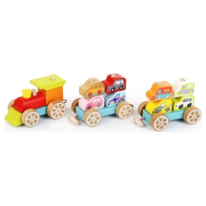 Поезд с машинками/Wooden toy "Train with a small cars" 13999 CUBIKA (Дер6247)