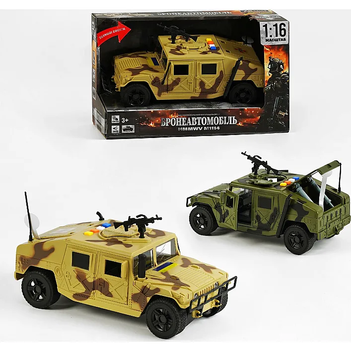 Бронеавтомобиль 36991 (24) "TK Group", 2 вида, HMMWV M1114, масштаб 1:16, звук, подсветка, инерция, открывается дверь и багажник, в коробке