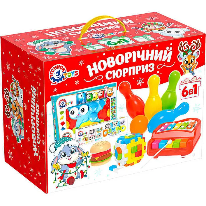 гр Набір іграшок Технок 8829 (3) "Technok Toys", скилофон, сортер, логічні ігри, мозаїка, у коробці