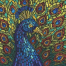 Алмазная мозаика - "Витраж. Павлин" ©art_selena_ua, 30х30см
