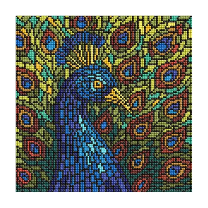 Алмазна мозаїка - "Вітраж. Павич" ©art_selena_ua, 30х30см