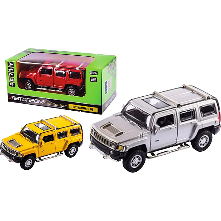 Машина металева 68321 "Автопром", 3 кольори, 1:32 Hummer H3, батар, світло, звук, відкриваються две (Маш6821)