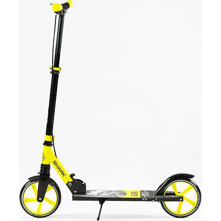 Самокат двухколесный "Best Scooter" SH-10865(4) "SHARK", с ручным тормозом, зажим руля, колеса PU - 20 см, 1 амортизатор, в коробке