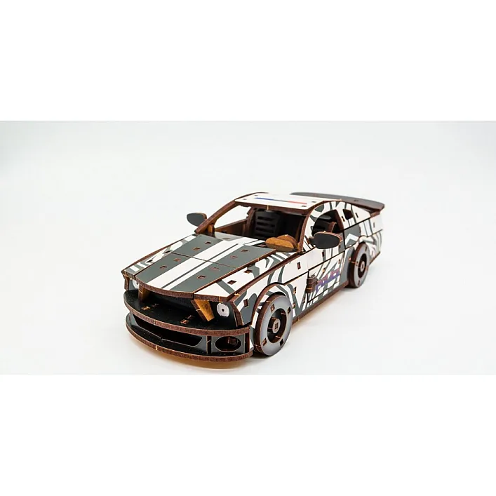 Деревянный 3D конструктор "Muscle Car" Puz-00639 162 дет., белый цвет полиция р. модели 24*9*7 см PuzzleOk (Дер6394)