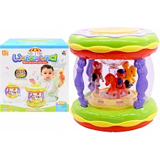 Барабан на батарейках с каруселькой, микрофоном, USB, в коробке CY-6009B р.25*25*25см. (Муз6009)