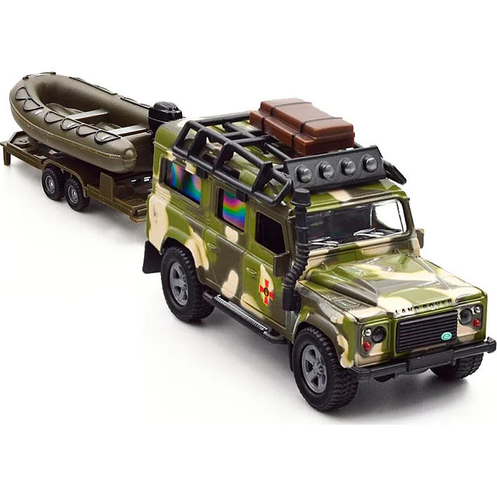 Игровой набор – LAND ROVER DEFENDER МИЛИТАРИ (с лодкой) 520191.270 TechnoDrive (Маш1986)