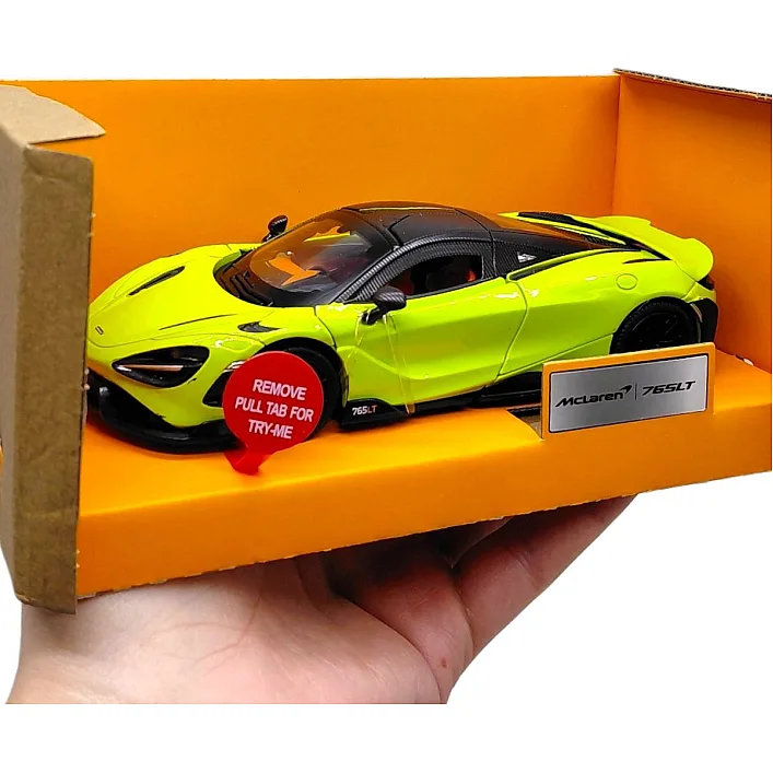 Машина металева, 1:31 McLaren 765 LT (світло, звук, коробка 18*9*8 см)