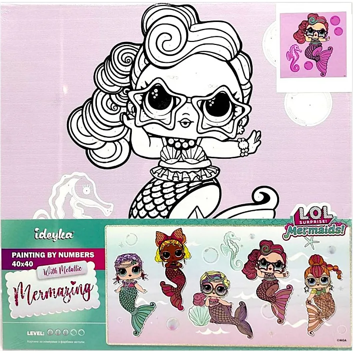 Набор для росписи по номерам для детей "L.O.L. Surprise! Mermaids Waves" 40х40 см. KHO6266 (Нас5268)