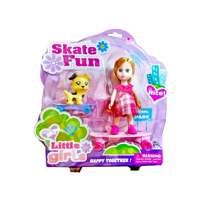 Кукла "Mini doll" на скейте на блистере 63020 р.29*30*8см (Лял6302)