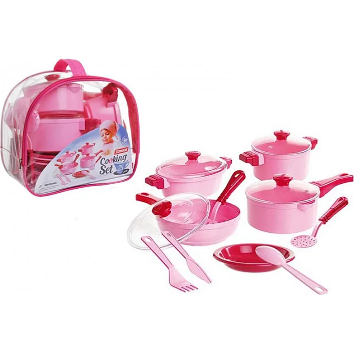 Набор посуды "Cooking Set" 25 предметов розовый 1757 Юника (Дев1757)